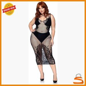 Seamless Fishnet Lace Halter Dress Plus Size Bodycon Lingerie